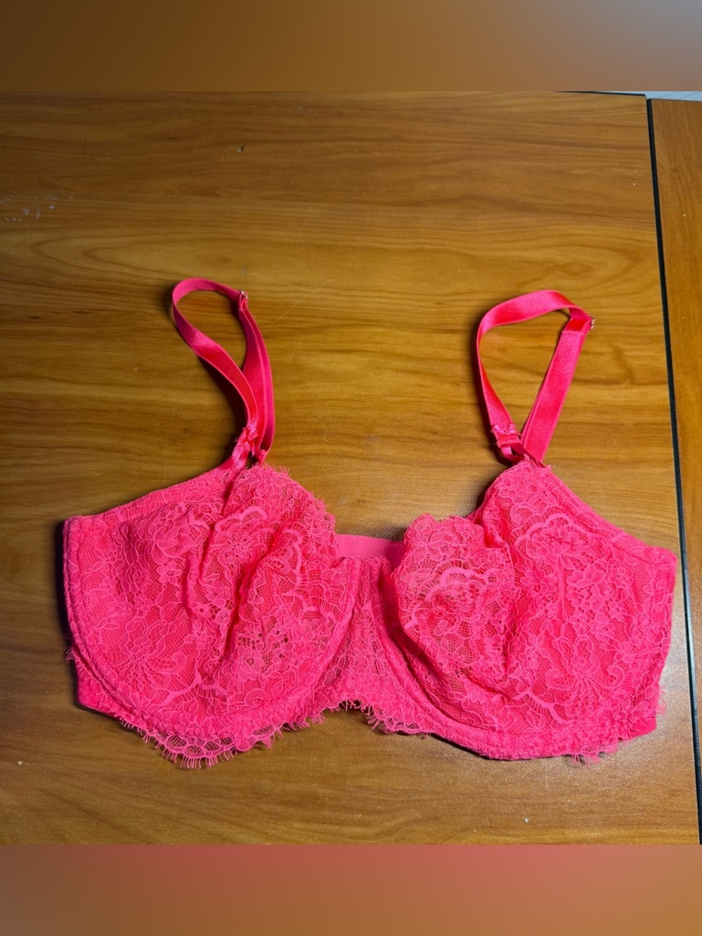 Victorias Secret Dream Angels Balconet Bra Hot Pink Lace Sexy Coquette 38DDD